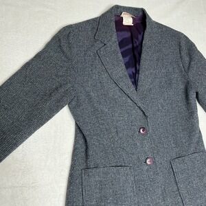 Vintage COS COB Women's Gray Houndstooth Wool Blend Blazer Jacket Size 9/10